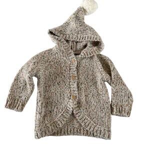 Kiabi Multi-Color Sweater with Pom Pom Hat - 9 Months